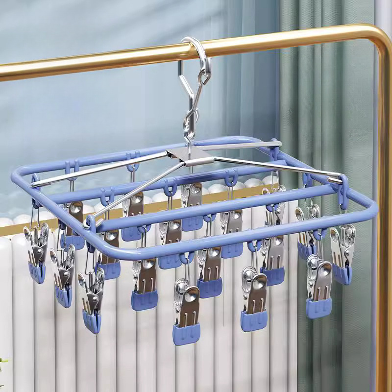 Baby Clothing Drying Rack - Stainless Steel Multi-clamp Clothesline Baby Underwear