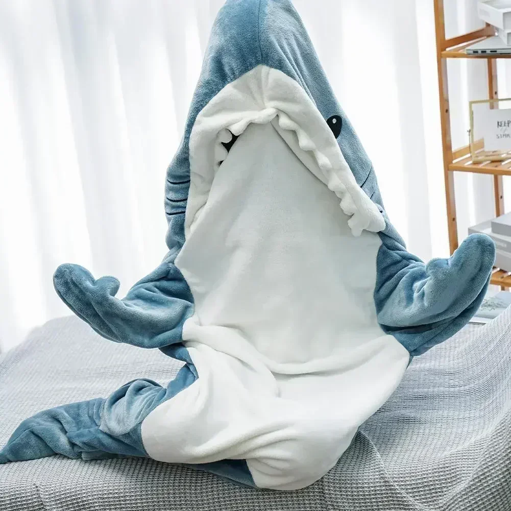 Fleece Sleep Bag - Cartoon Shark Blanket Hoodie Women Kigurumi