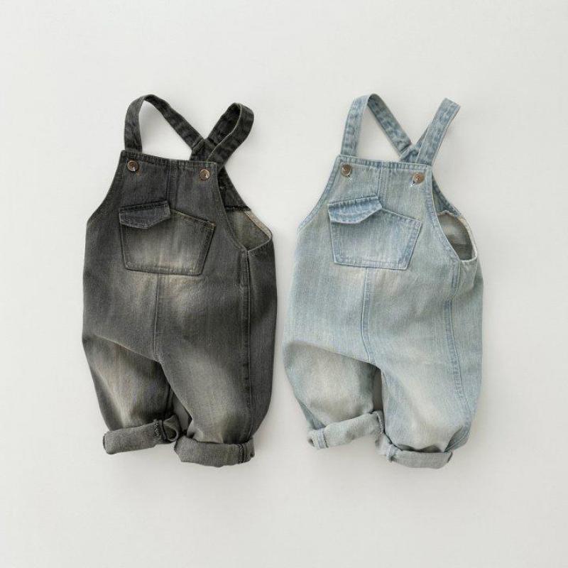 Baby Overall Denim - Solid Baby Girls Vintage Strap Trousers