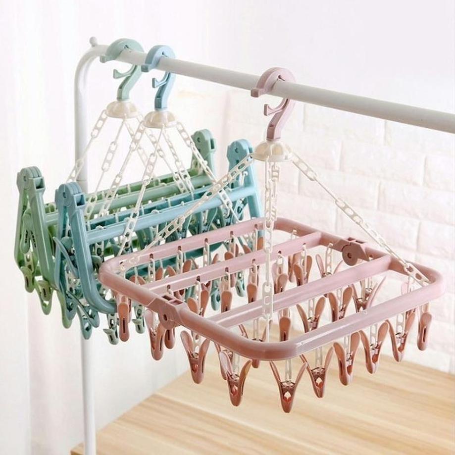 1 Pcs 32 Clips Folding Clothes - đánh giá và giá Baby Clothing Drying Rack